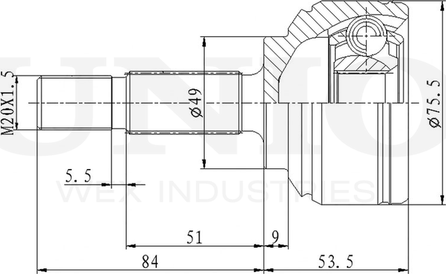 ШРУС наружный (Unio). Артикул CVJ-20048
