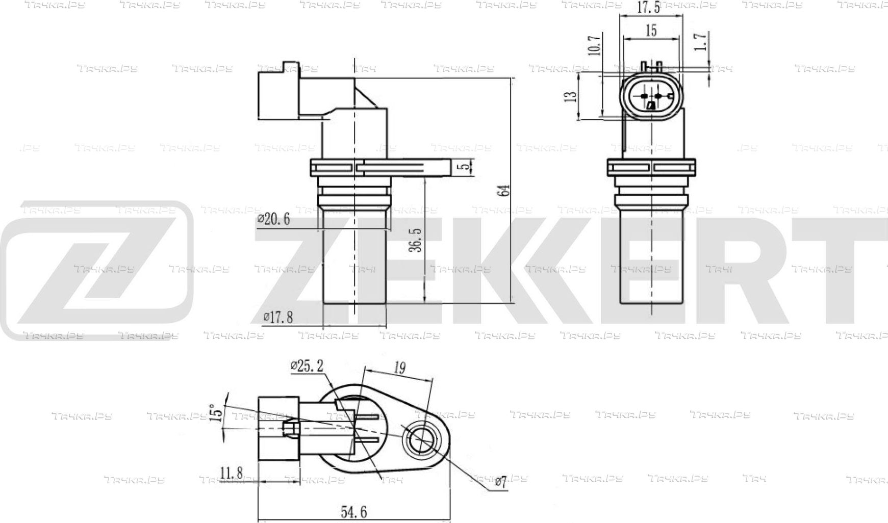 Датчик положения коленвала Zekkert для Fiat Linea 2007-2026. Артикул SE-4109
