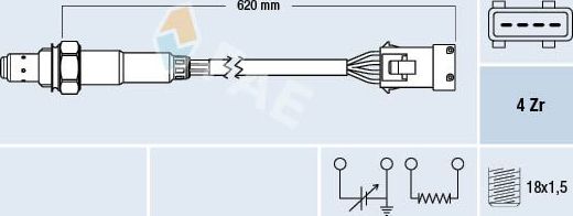 Лямбда-зонд (кислородный датчик) FAE. Артикул 77163
