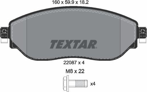 Тормозные колодки Textar Q+. Артикул 2208701