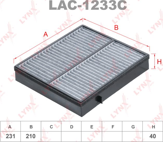 Салонный фильтр LYNXauto. Артикул LAC-1233C