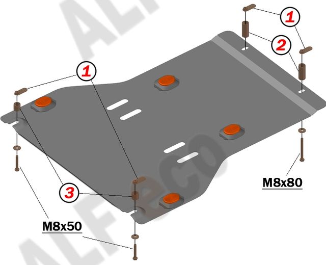 Защита алюминиевая Alfeco для КПП Volkswagen Crafter I рестайлинг 2011-2016. Артикул ALF.26.37 AL4