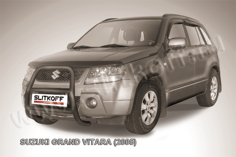 Кенгурятник Slitkoff d57 высокий ЧЕРНЫЙ матовый для Suzuki Grand Vitara III 5-дв. 2005-2008. Артикул SGV05004B