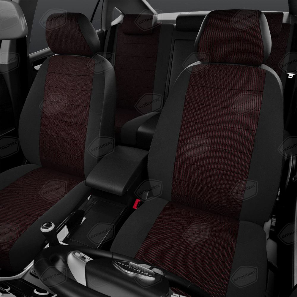 Универсальные чехлы Автолидер на сидения, цвет Чёрный/Красный. Артикул UJK31-0105