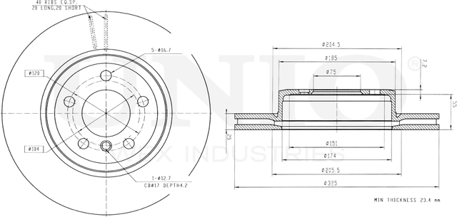 Диск тормозной (Unio). Артикул BRD-20324