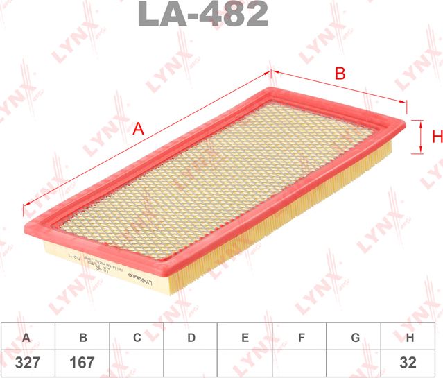 Воздушный фильтр LYNXauto. Артикул LA-482