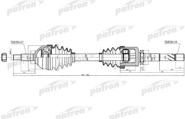 Полуось (привод в сборе, приводной вал) Patron. Артикул PDS0258