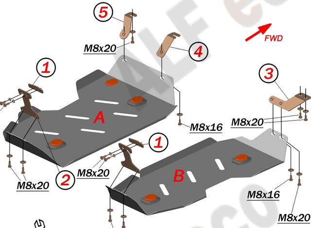 Защита алюминиевая Alfeco для топливного бака SsangYong Actyon 2WD 2010-2026. Артикул ALF.21.12al