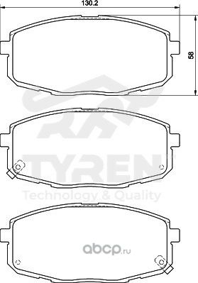 Колодки тормозные дисковые | перед | (Tyren). Артикул TYR1216401