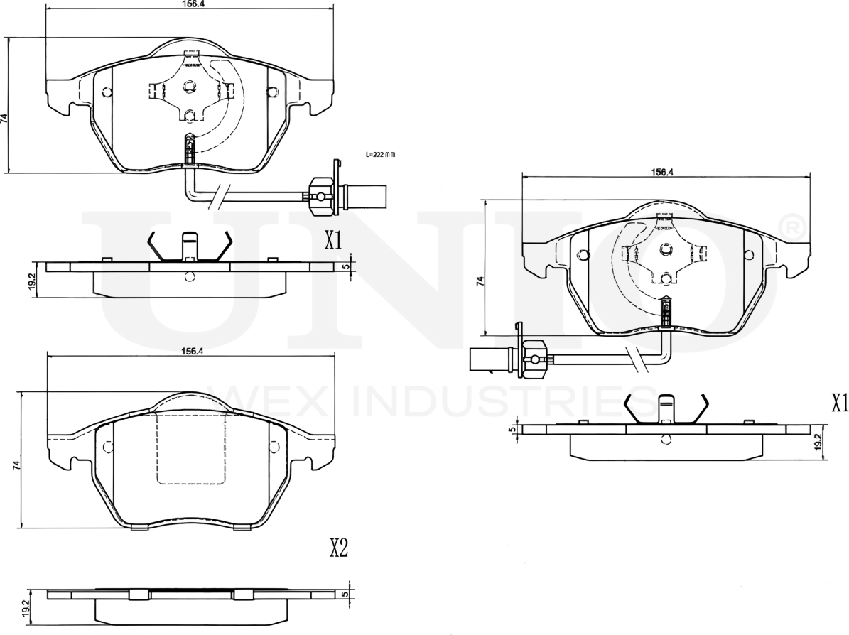 Колодки тормозные дисковые, комплект (Unio). Артикул BRP-20060