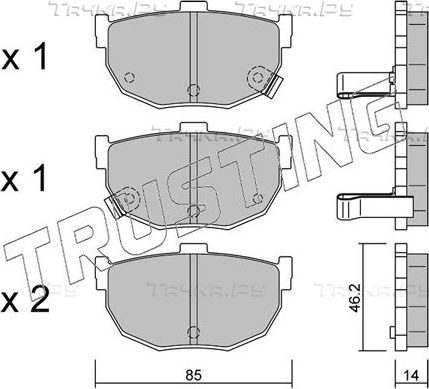 Тормозные колодки Trusting задние для Hyundai Elantra III (XD) 2000-2006. Артикул 371.0