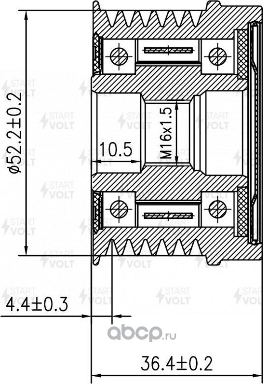 Муфта генератора обгонная StartVOLT для Fiat Doblo I 2004-2015. Артикул SGP 0113