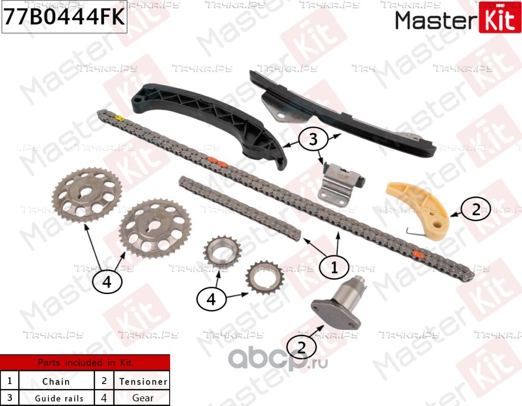 Комплект цепи ГРМ TOYOTA/LEXUS 2ZR-FXE co звездочками (Master KIT). Артикул 77B0444FK