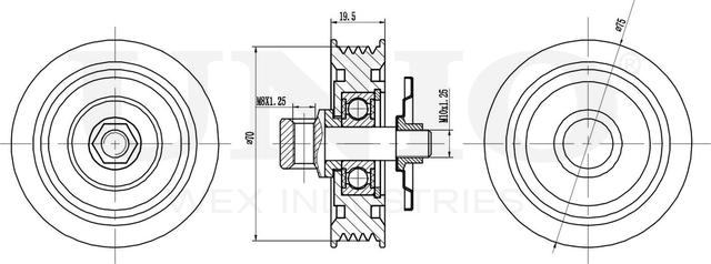 Ролик поликлинового ремня направляющий (Unio). Артикул TNS-10222