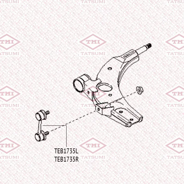 Тяга стабилизатора KIA SPECTRA/CARENS/SHUMA 97- перед.лев. (Tatsumi). Артикул TEB1735L