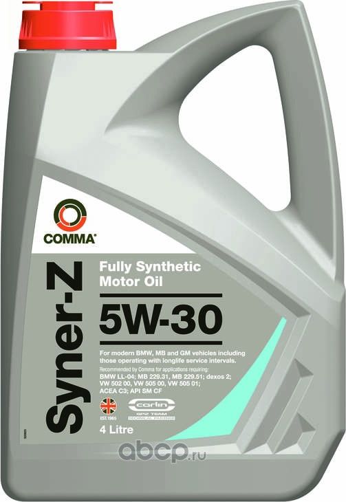 Масло моторное 5W30 COMMA 4л синтетика SYNERZ. Артикул SYZ4L