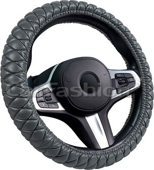 Оплётка на руль CarFashion Versal (размер M, экокожа, цвет СЕРЫЙ/СЕРЫЙ). Артикул 31675