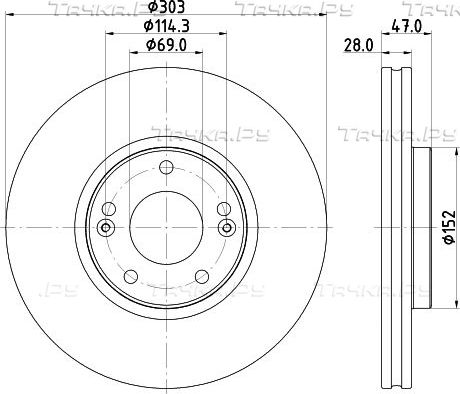 Тормозной диск Nisshinbo передний для Kia Opirus I 2003-2011. Артикул ND6029K