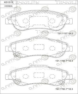 Тормозные колодки Asimco. Артикул KD1519