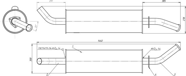 Глушитель Trialli для ГАЗ Валдай 2010-2026. Артикул EMM 3314