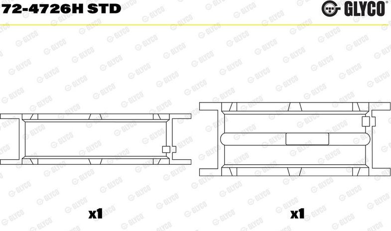 Вкладыши коренные Glyco для Mercedes-Benz V-Класс II 2014-2026. Артикул 72-4726H STD