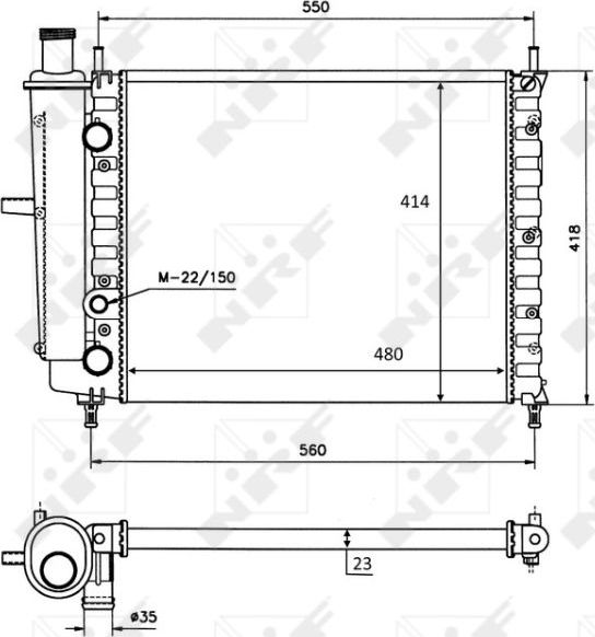 Радиатор охлаждения двигателя NRF для Fiat Brava 1995-2002. Артикул 58016