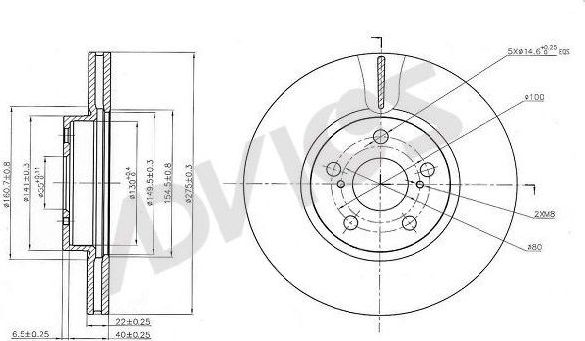 Тормозной диск Advics для Toyota Prius III 2011-2015. Артикул A6F144B