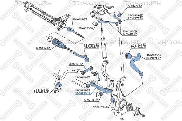 Поперечный рычаг передней подвески Stellox правый нижний для Audi S4 IV (B8) 2008-2015. Артикул 57-03953-SX