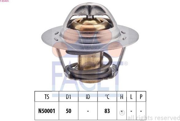 Термостат NISSAN  KUBISTAR (X76) 1.6 16V 03- / RENAULT  KANGOO (KC0/1_) 1.4 (KC0 Facet Made in Italy - OE Equivalent. Артикул 7.8543S