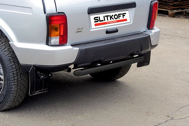 Защита Slitkoff задняя d57 короткая для ВАЗ 2121 4х4 Urban 3дв. 2014-2026 Черная. Артикул NivUR005B