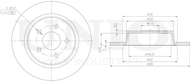 Диск тормозной (Unio). Артикул BRD-20169