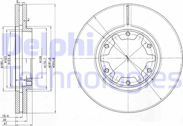 Тормозной диск Delphi. Артикул BG3817