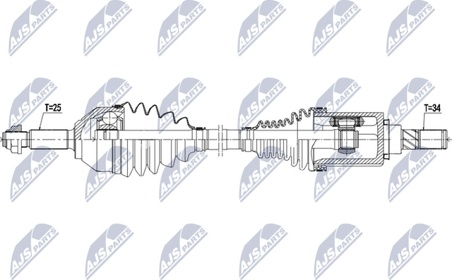 Полуось (привод в сборе, приводной вал) NTY для Ford EcoSport I 2013-2026. Артикул NPW-FR-125