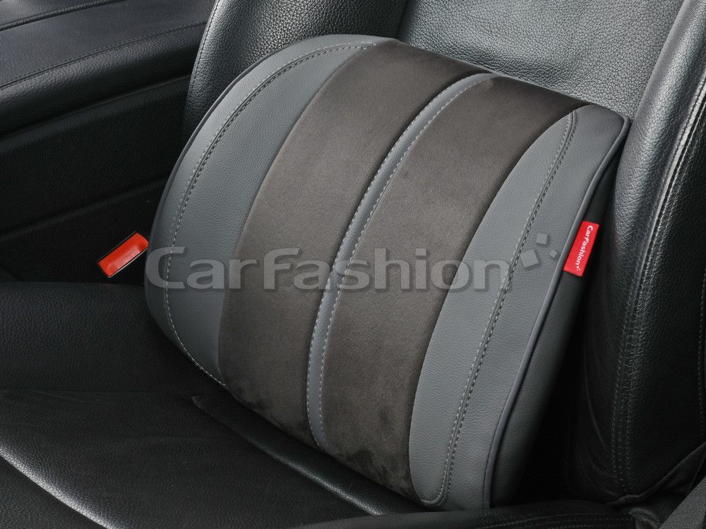 Подушки под поясницу CarFashion Flex ортопедическая L экокожа/замша, цвет Темно-серый/Темно-серый/Серый. Артикул 41576