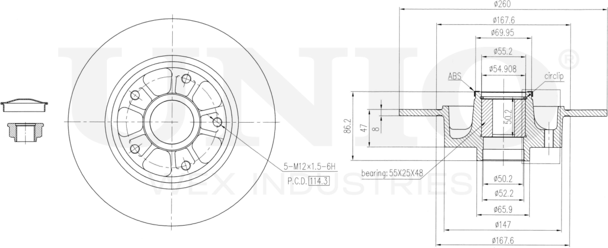 Диск тормозной (Unio). Артикул BRD-20557
