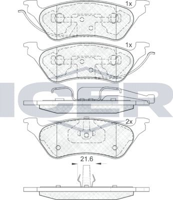 Тормозные колодки Icer задние для Dodge Caravan IV 2000-2007. Артикул 181564