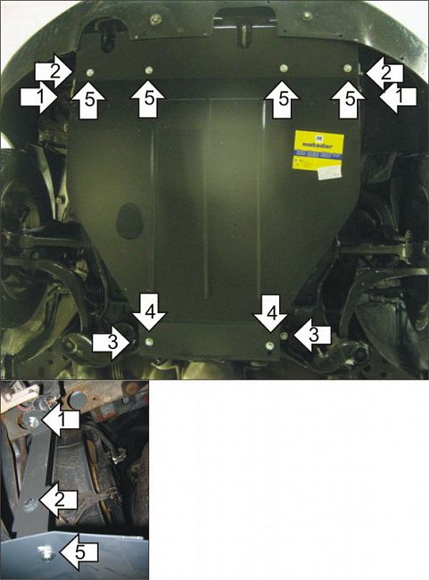 Защита Мотодор для картера, КПП Dodge Stratus II купе 2003-2007. Артикул 01311