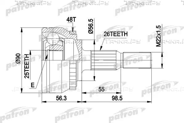 Шрус наружный (граната) Patron. Артикул PCV1133
