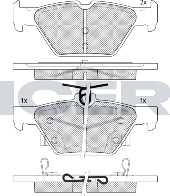 Тормозные колодки Icer задние для Subaru Levorg 2015-2026. Артикул 182242