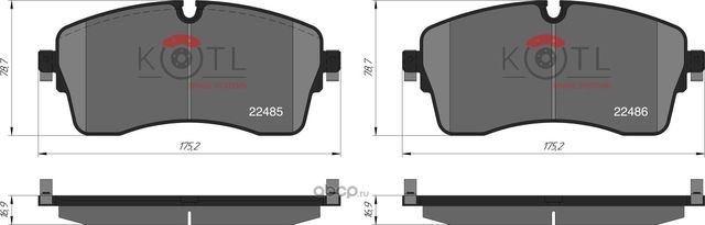 Колодки тормозные дисковые передние к-т LANDROVER DISCOVERY (2016-)  Range Rover Evoque (2017-) (Kotl). Артикул 63kt