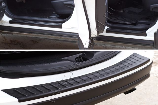 Защитный комплект №1 Русская Артель (накладки на пороги дверей и задний бампер) для Toyota RAV4 IV 2015-2019. Артикул ZKT-188302