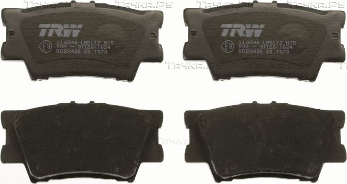 Тормозные колодки TRW COTEC задние для Toyota RAV4 IV (CA40) 2012-2019. Артикул GDB3426