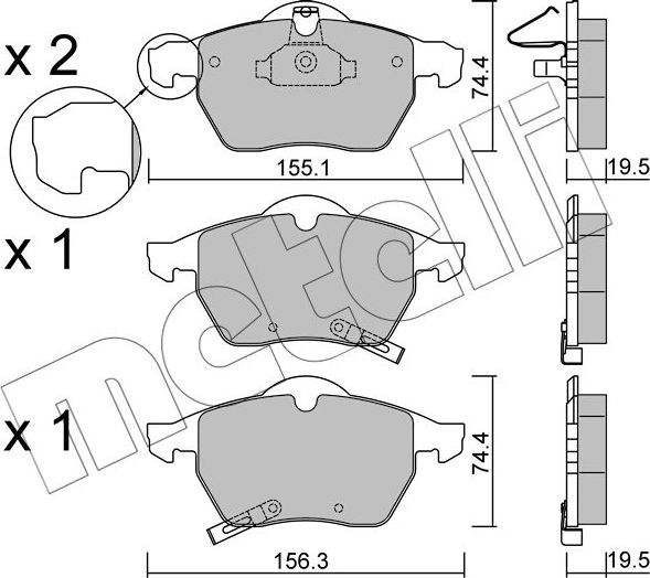 Тормозные колодки Metelli передние для Saab 9-5 I 1997-2009. Артикул 22-0118-2