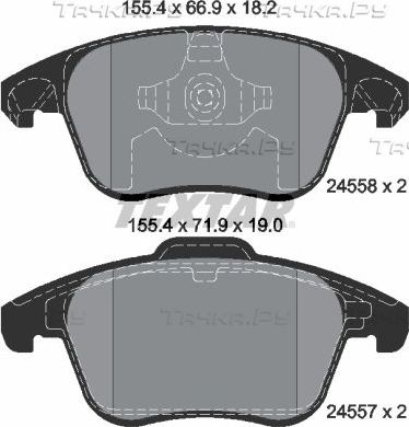 Тормозные колодки Textar Q+ передние для Peugeot 3008 I 2011-2016. Артикул 2455801