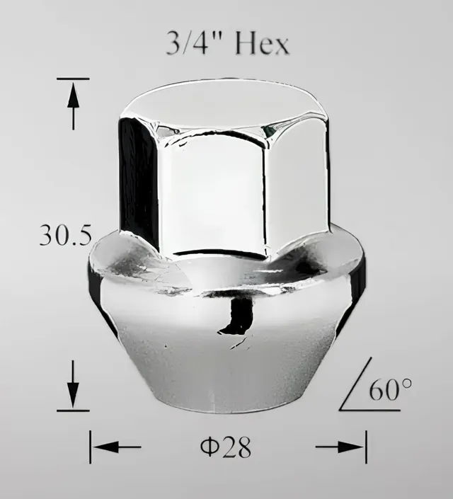 Гайка колесная M12x1.5x30.5. конус. кл.19. закрытая. хром для а/м Ford/Volvo (Airline). Артикул ASCR007