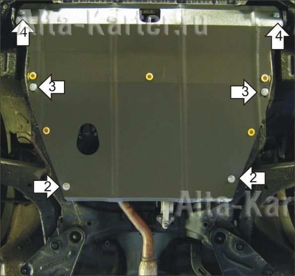 Защита Мотодор для картера, КПП Kia Cerato I 2004-2006. Артикул 01013