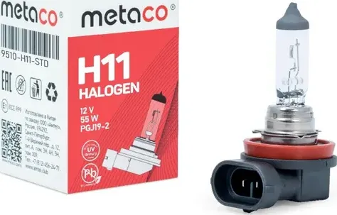 Лампа галогеновая H11 12V 55W PGJ19-2 (Metaco). Артикул 9510H11STD