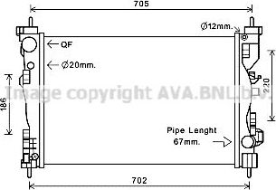 Радиатор охлаждения двигателя AVA для Alfa Romeo Giulietta III 2010-2026. Артикул ALA2119