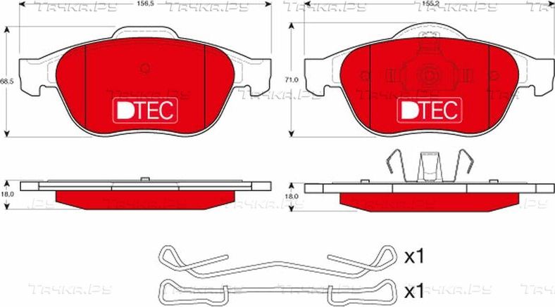 Тормозные колодки TRW DTEC COTEC для Renault Vel Satis I 2002-2009. Артикул GDB1468DTE