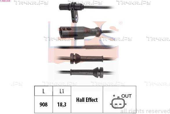 Датчик ABS EPS Made in Italy - OE Equivalent. Артикул 1.960.258